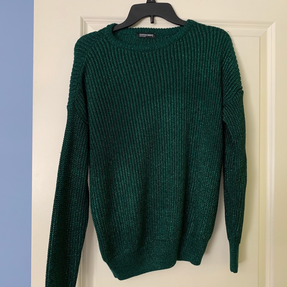 American Apparel Green Shimmer Fisherman Sweater
